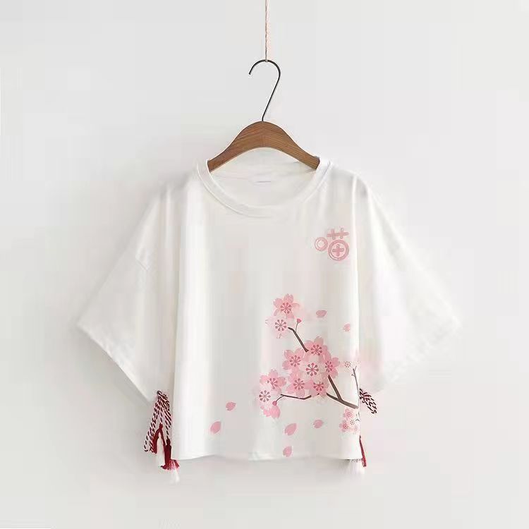 Set di due pezzi di pantaloni t-shirt con nappe con stampa Kawaii Sakura