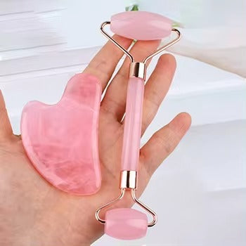 Conjunto de Jade Roller e Pedra Gua Sha com Massageador de Resina