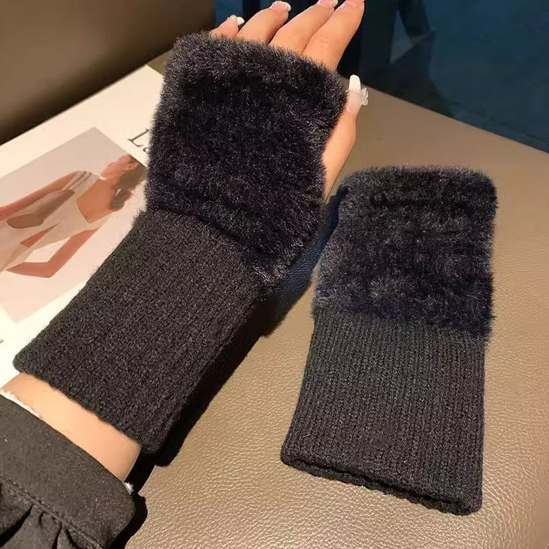 Soft Winter Half Finger Gloves