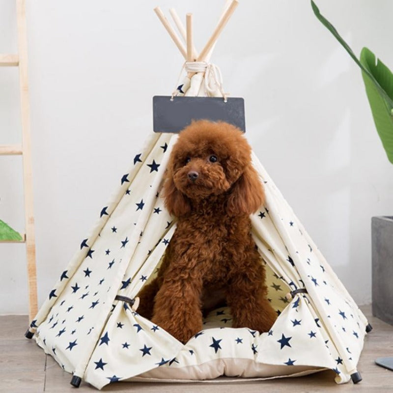 Moderni Boho-koiran teepee pehmeällä koiran sängyn tyynyllä