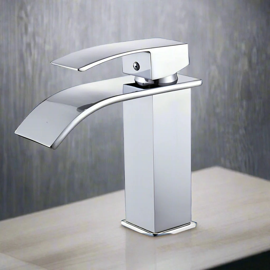 Sophia Black Waterfall Faucet - Modern Basin Mixer for Hot & Cold Water