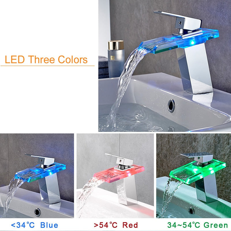 Grifo de baño con cascada LED