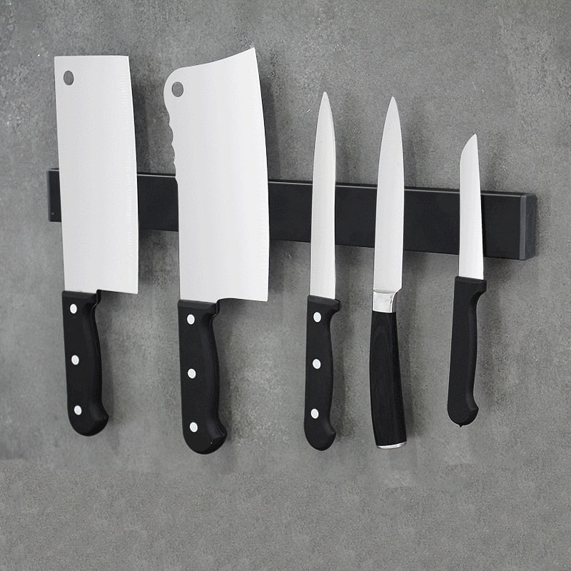 Black Wall Mounted Stainless Steel Magnetic Knife Rack