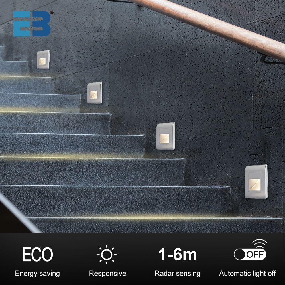 EB Brone - Luce Scale a Led 4 Colori Sensore PIR da Incasso