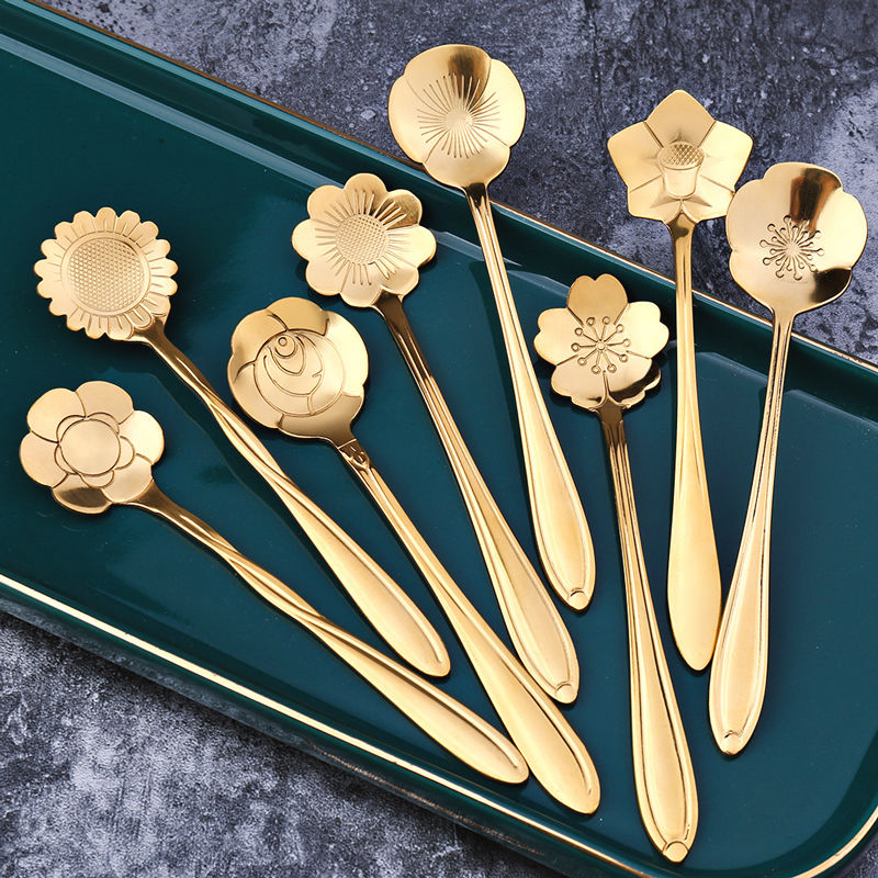 Vrimlo® 8-piece Stainless Steel Flower Teaspoon Set