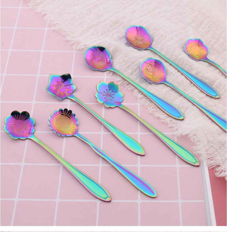 Vrimlo® 8-piece Stainless Steel Flower Teaspoon Set