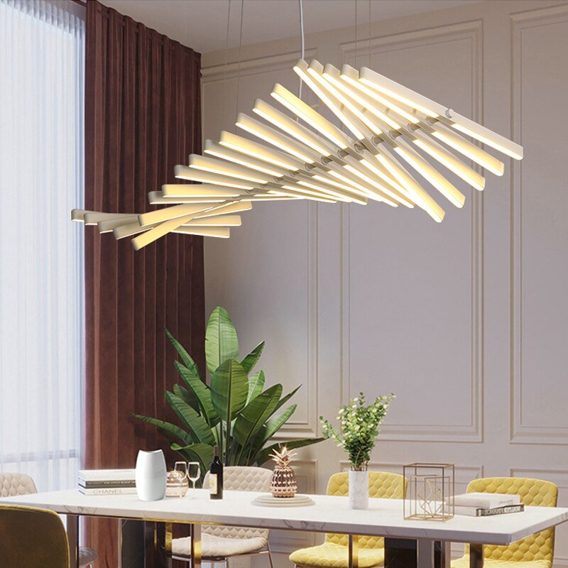 Lustre LED moderne en forme d'arête de poisson de style nordique