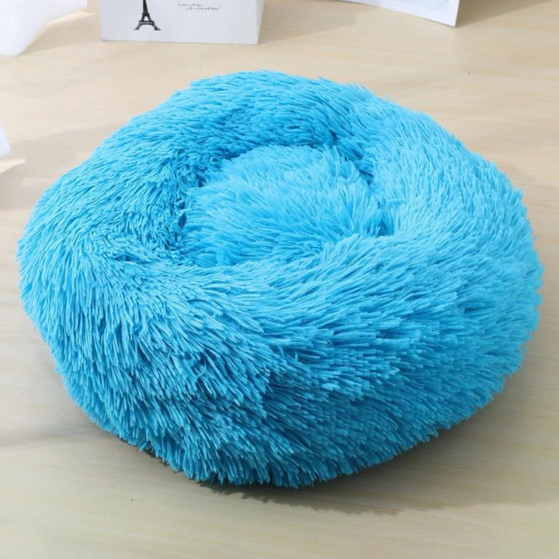 Round Plush Calming Donut Dog Bed for Small to Large Dogs