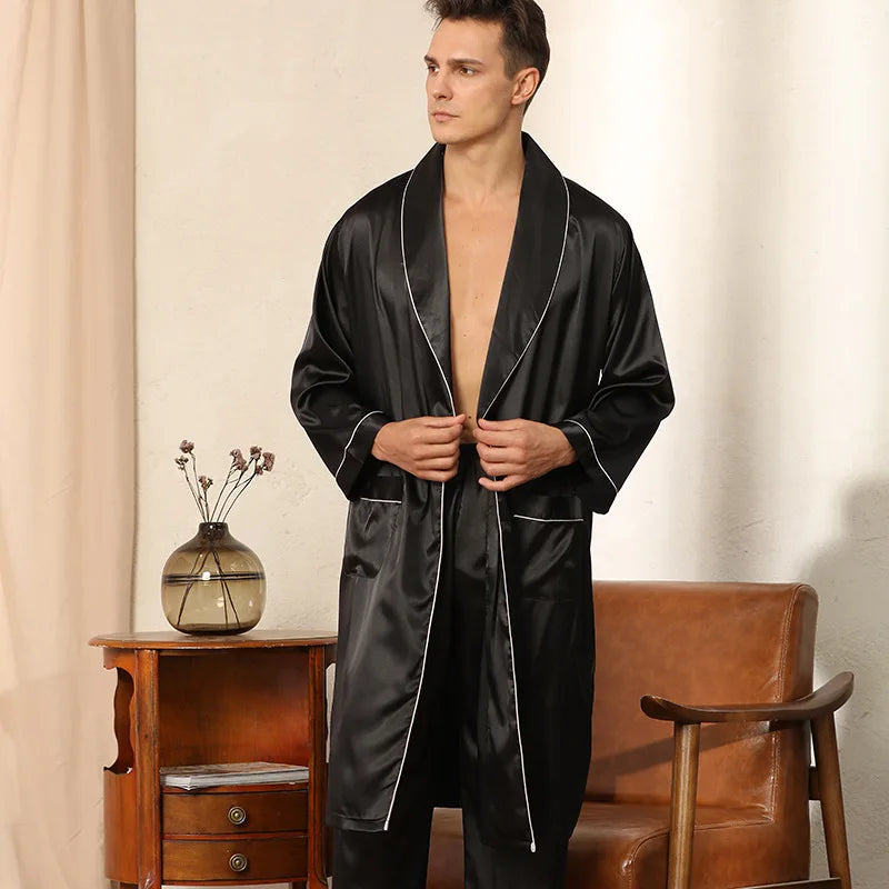 Elegant men's satin robe set