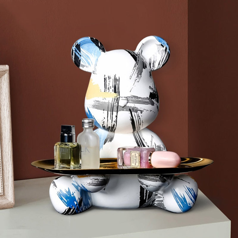 Vrimlo® Bear Graffiti Painted Sculpture Table Tray