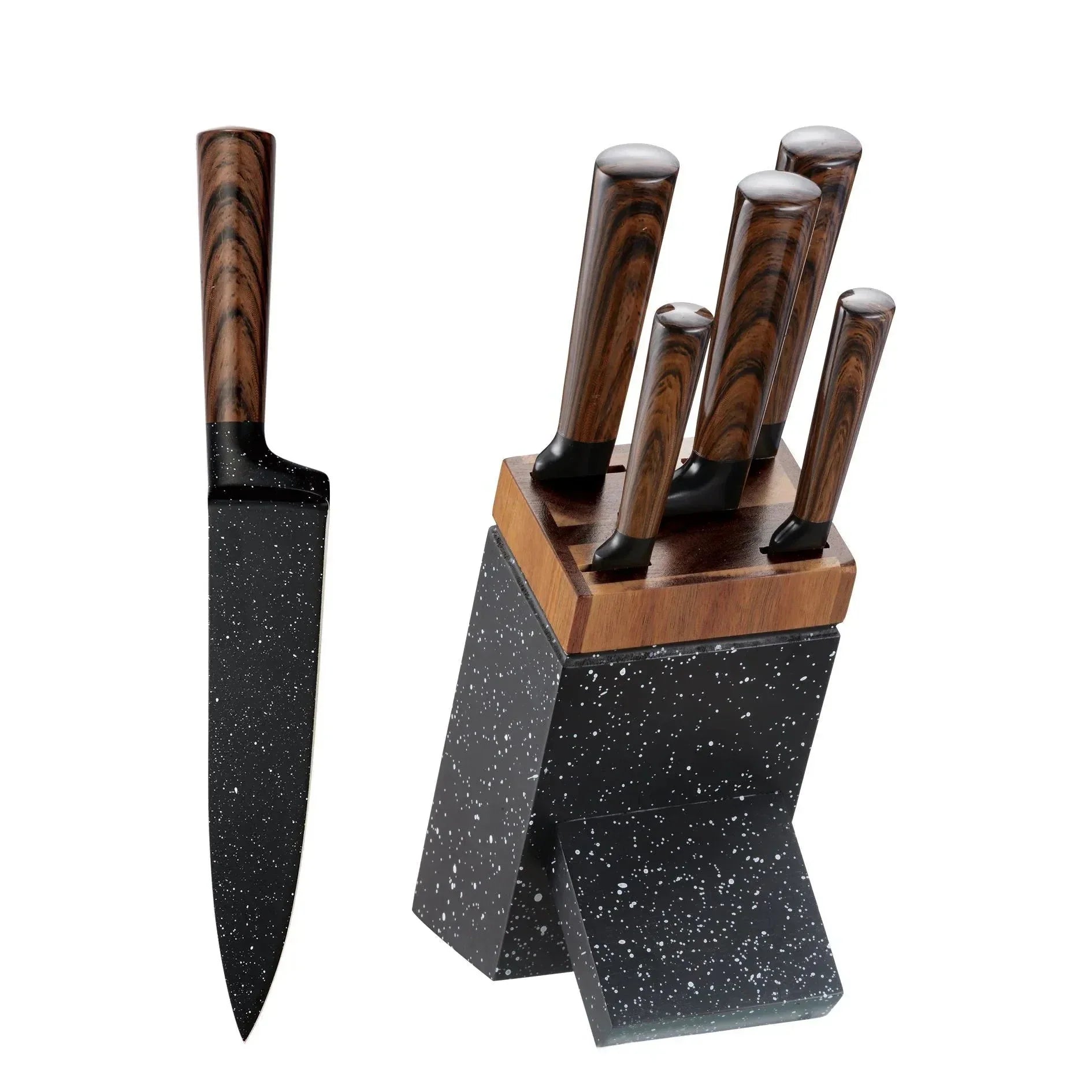 12-Piece German Steel Kitchen Knife Set with Japanese Wooden Handle & Block