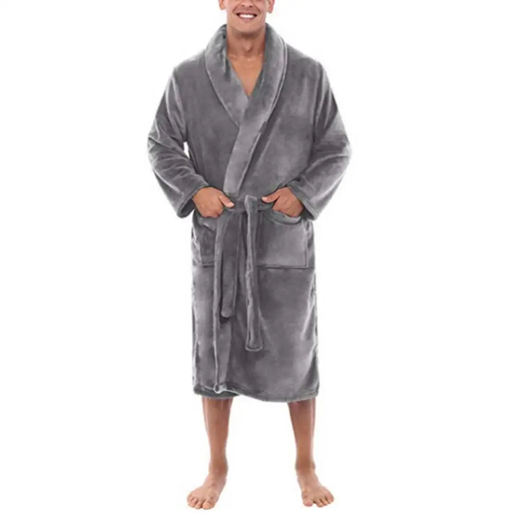 CozyRobe – Albornoz polar con cuello chal y bolsillos