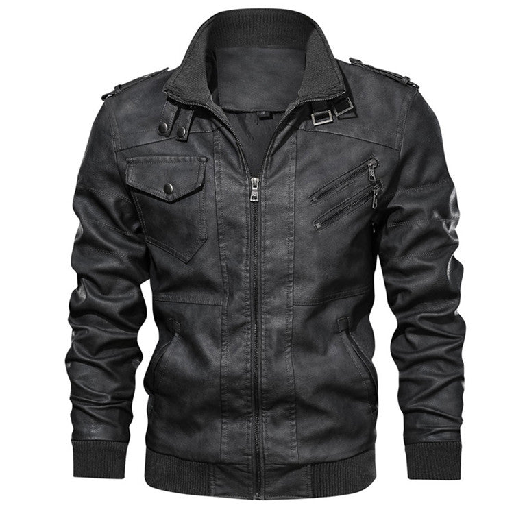 Casaco de Couro Masculino – Perfeito para Estilo Casual de Outono e Motociclista: capuz destacável