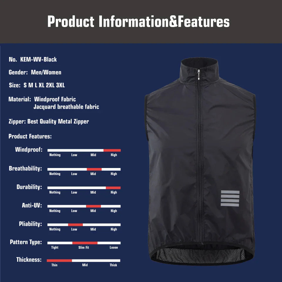 Axelo Men's Cycling Jacket - Windproof Lightweight Vest