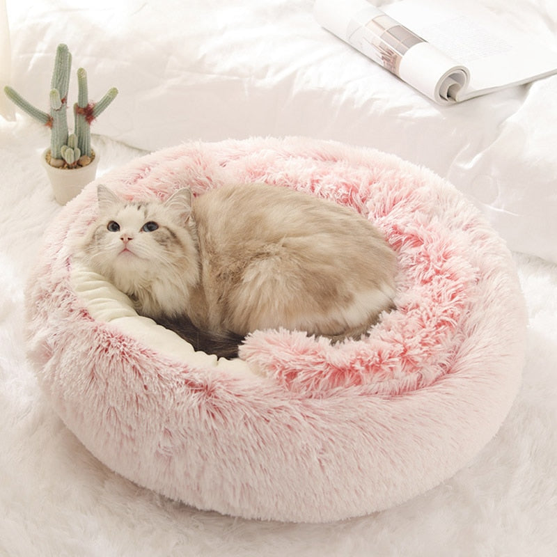 Round Plush Calming Cat Cave