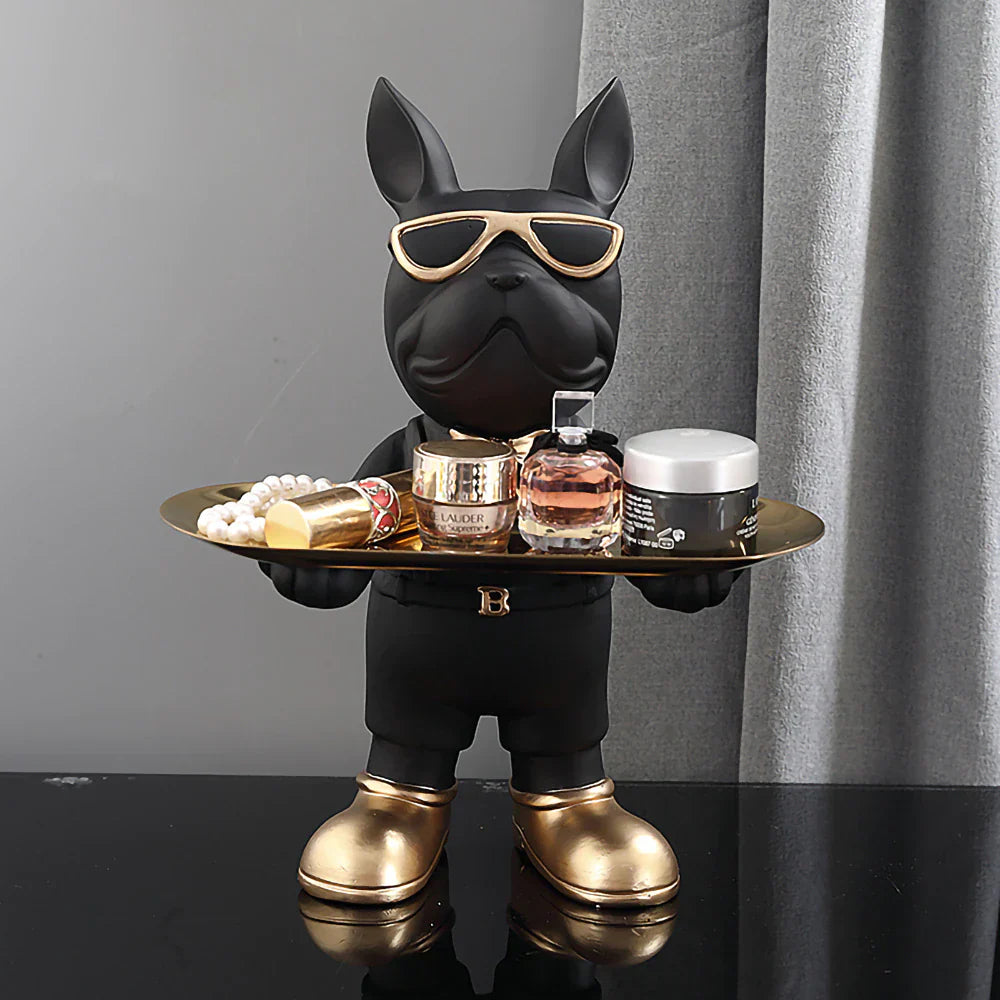 Vrimlo® At Your Service Bulldog Sculpture And Tray