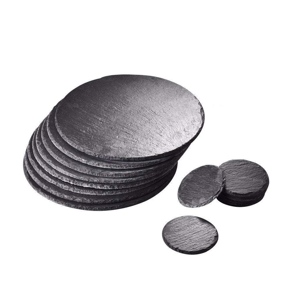 16 PCS Round Natural Slate Coasters and Placemats