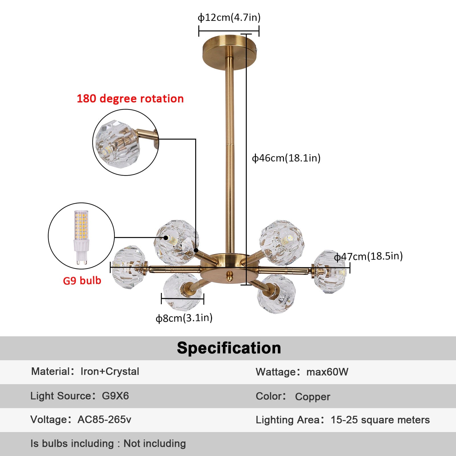 Hafsa Crystal LED Hanging Light