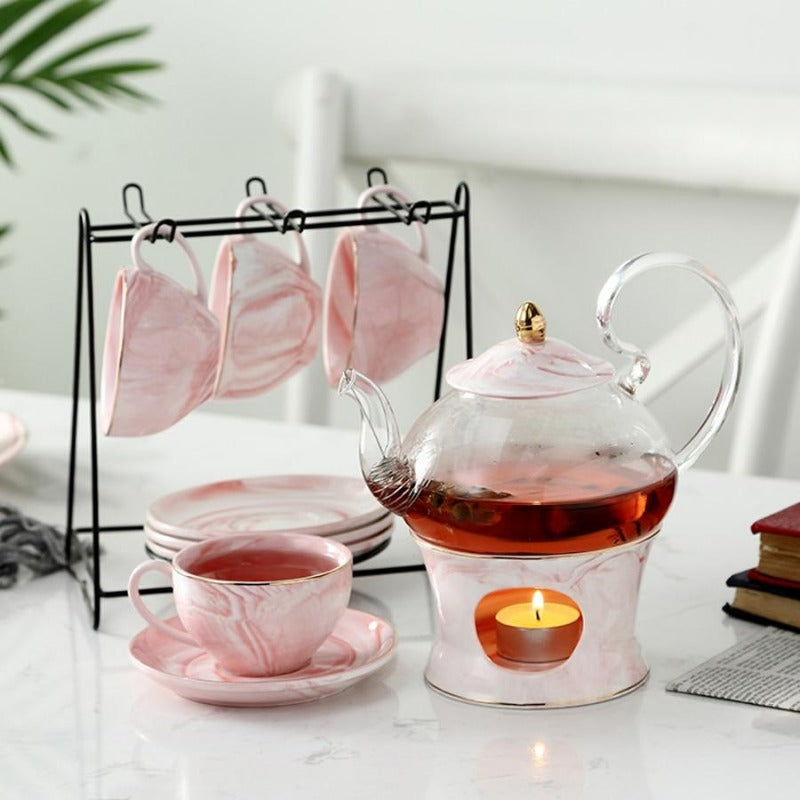 Pure Elegance Porcelain & Glass Teapot Set