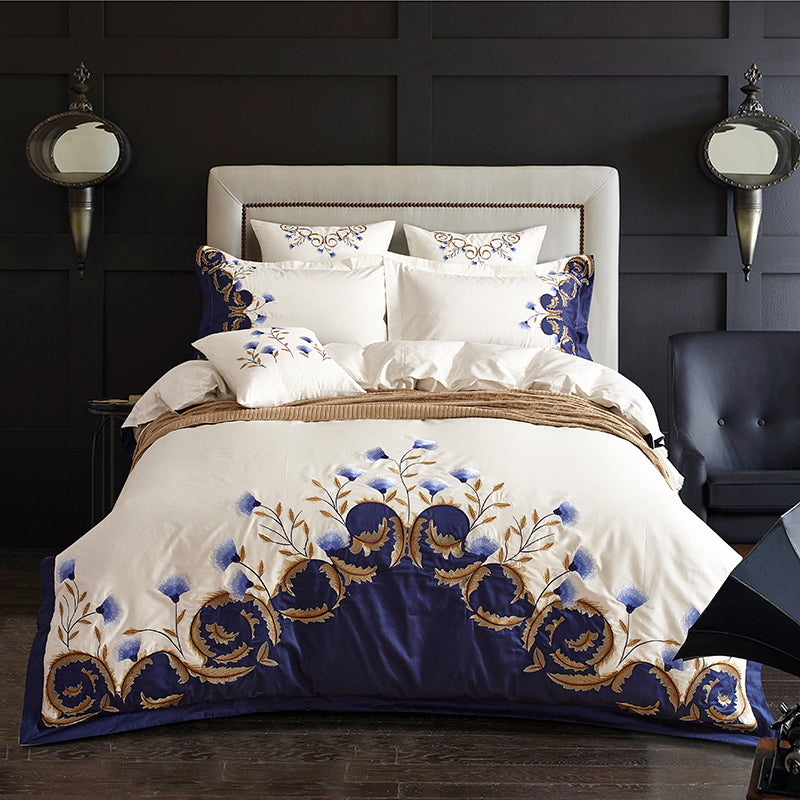 Zaydena Luxury Embroidered Egyptian Cotton Bedding Set