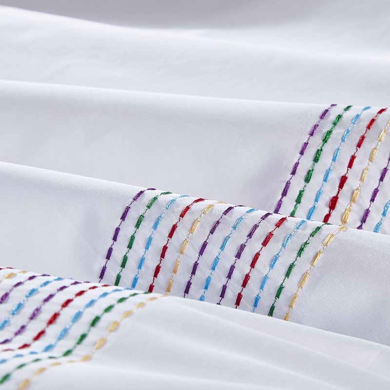 Abyad Hotel Rainbow Stitch Egyptian Cotton Bedding Set