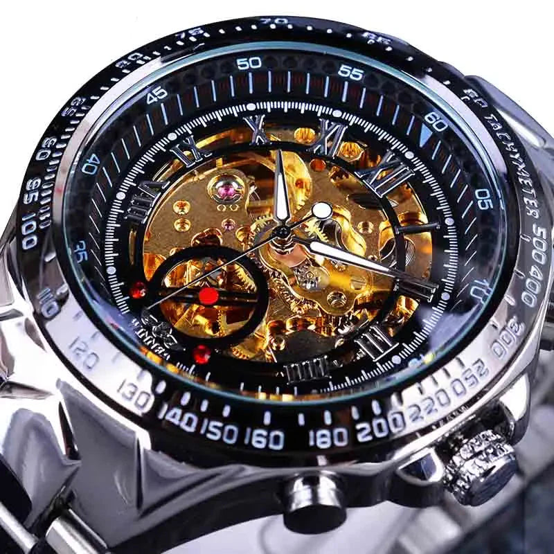 Mechanical Sport Design Bezel Fashion Watch for Men – Luxury Automatic Skelett Watch