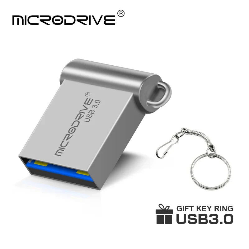 MicroDrive Super Mini USB 3.0 Pen Drive | Metallo 16 GB, 32 GB, 64 GB, 128 GB | Pen Drive ad Alta Velocità per PC e Mac