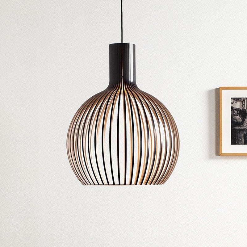 Lustre suspendu en forme de cage en bois de style nordique