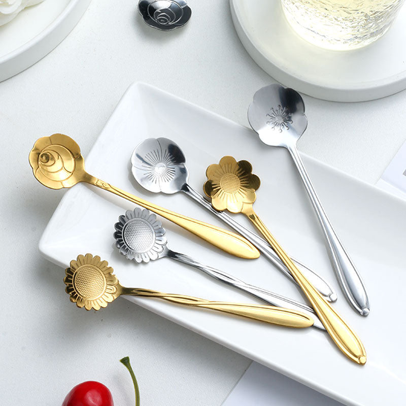 Vrimlo® 8-piece Stainless Steel Flower Teaspoon Set