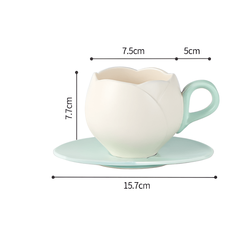 Tulip Ceramic Coffee Cup Saucer Set