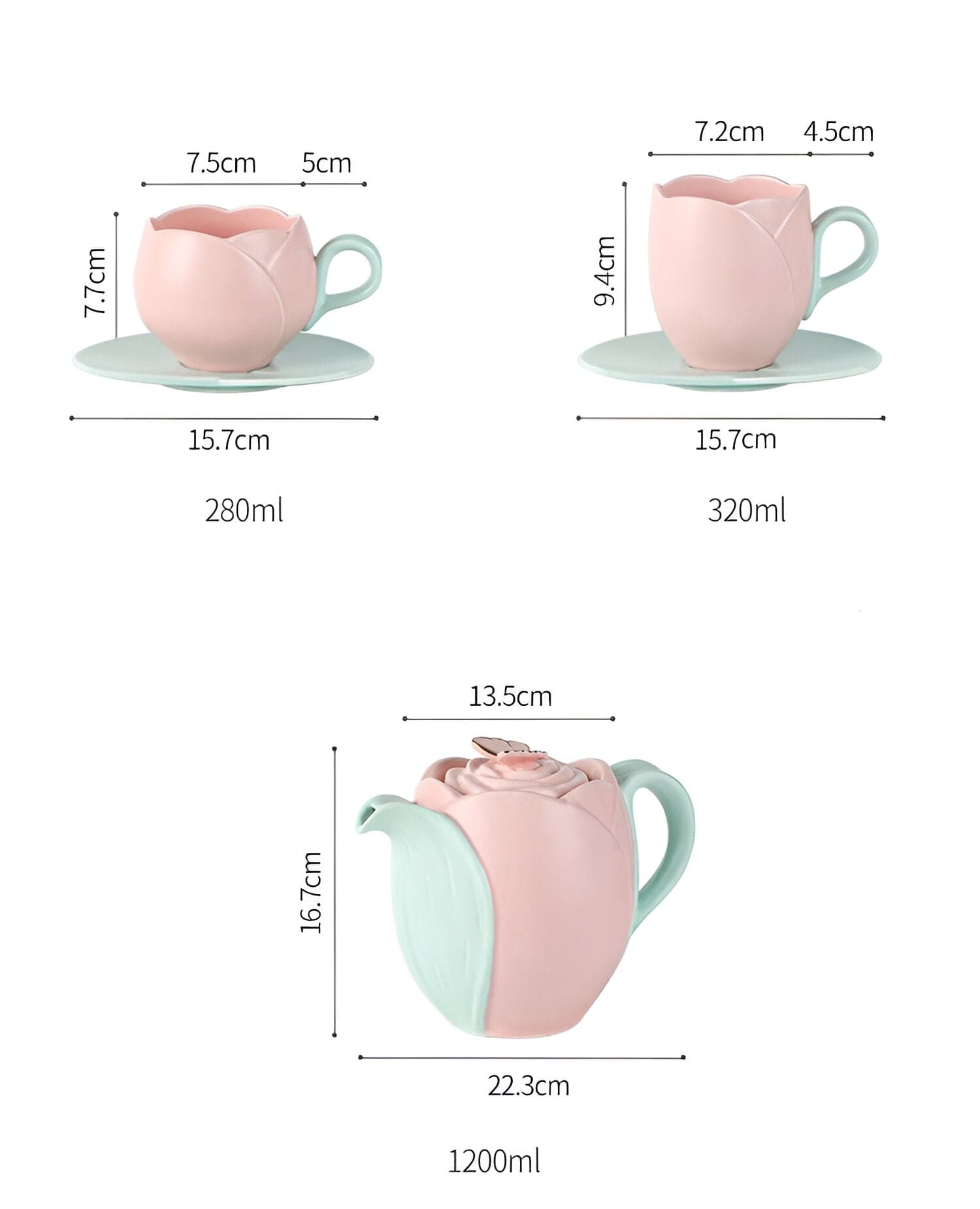 Tulip Ceramic Coffee Cup Saucer Set