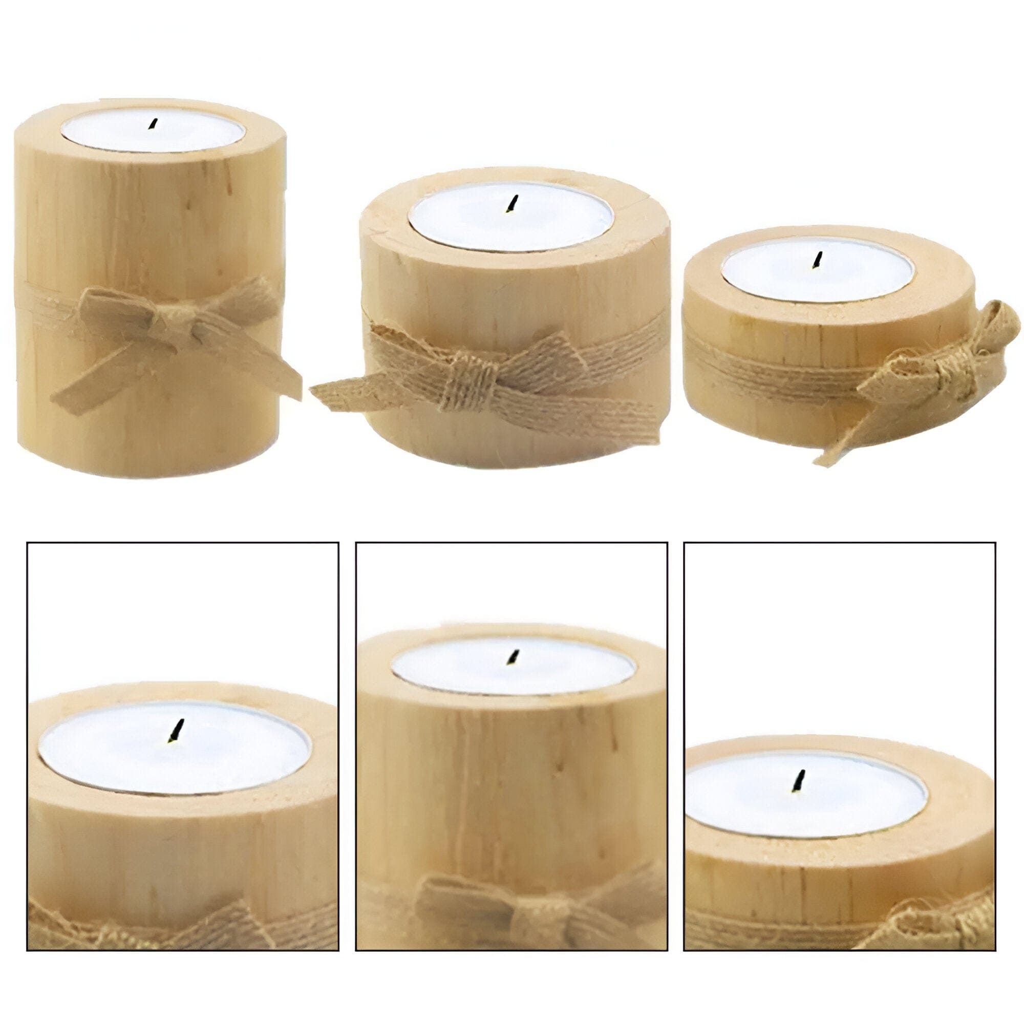 Pine Wood Candle Holders