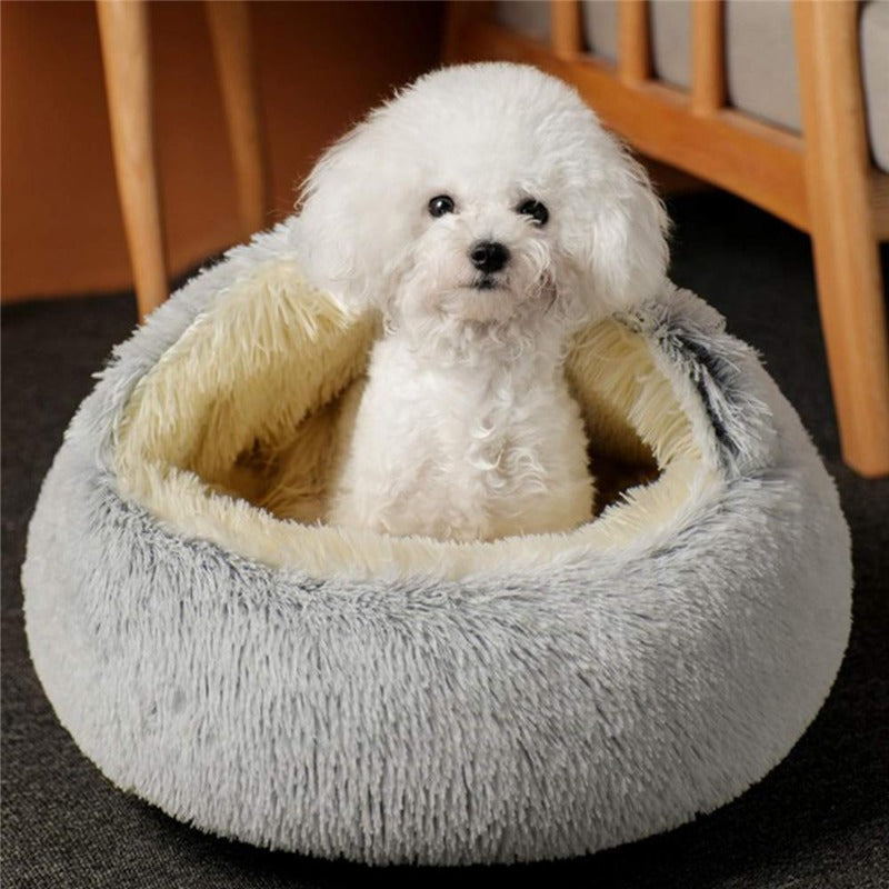 Round Plush Calming Dog/Cat Cave Bed