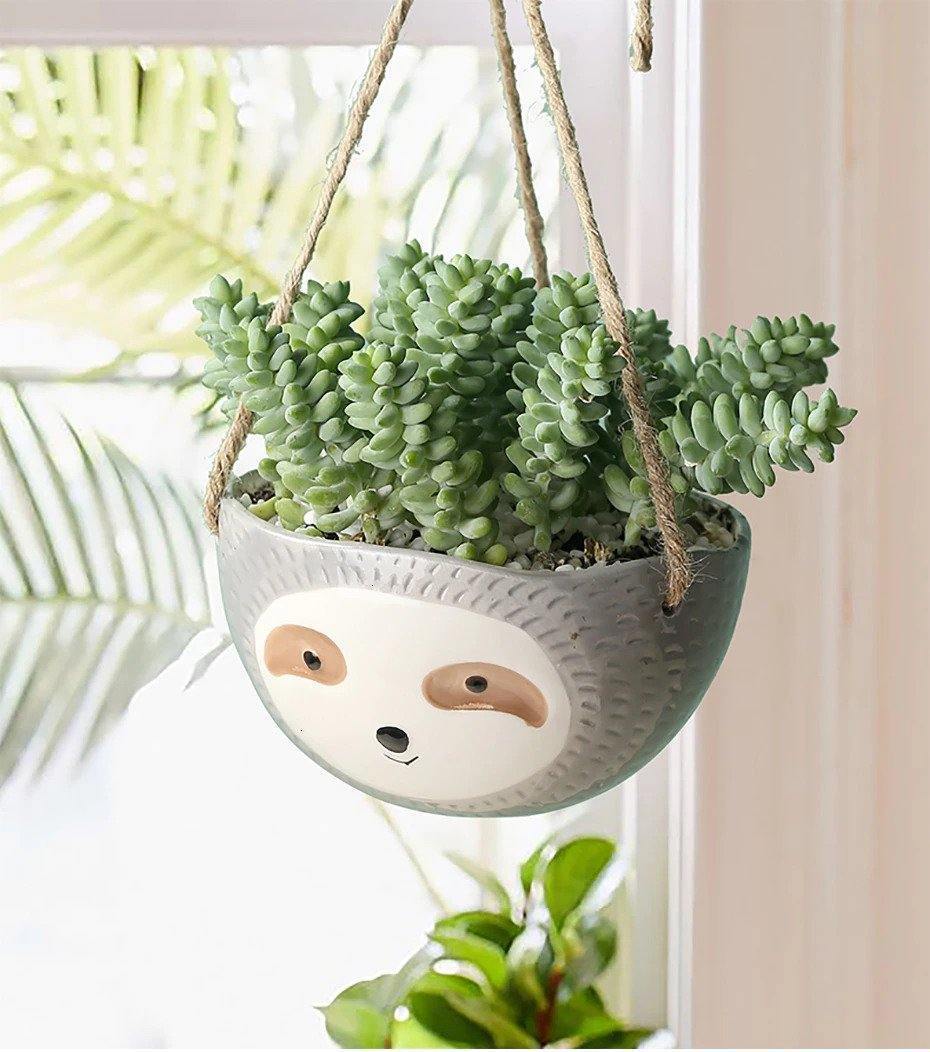 Sloth Ceramic Hanging Succulent Planter