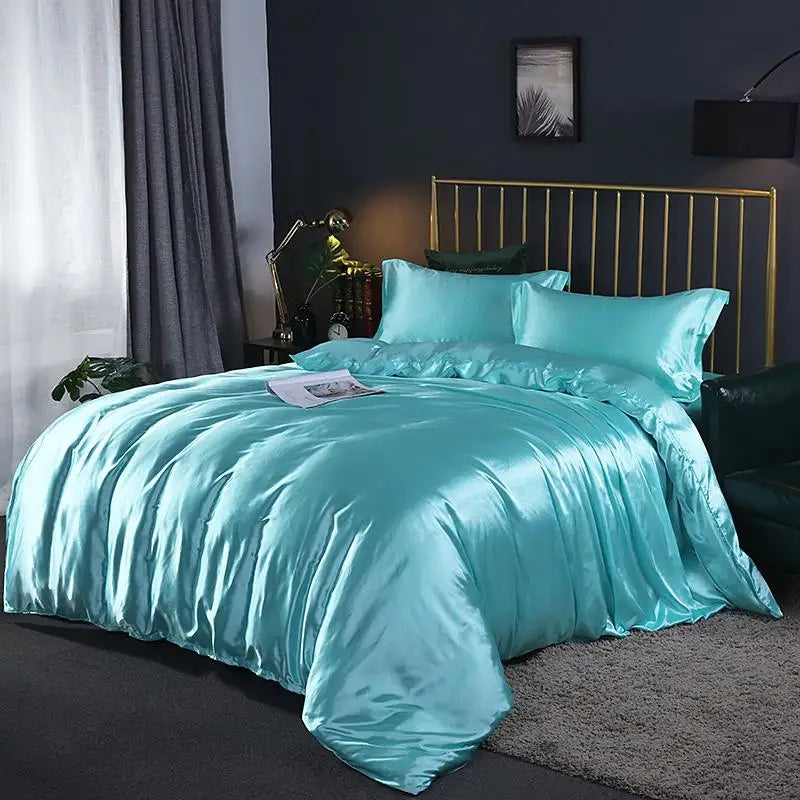 Luxury Silk Bedding Set - 4 Pieces (1 Flat Sheet + 1 Duvet Cover + 2 Pillowcases)