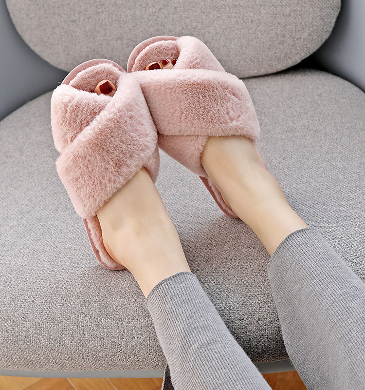 Nordic Cozy Cross Band Slippers