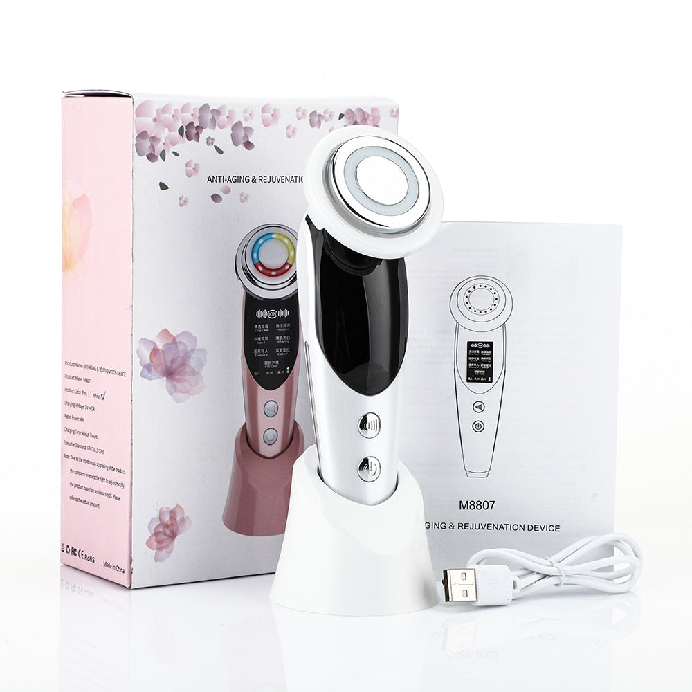 Multifunction device for facial care: firming and enhancing radiance