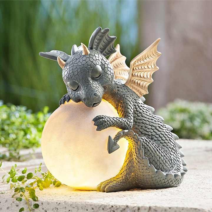 Havestatue - Draconis - Solar Lighting - Resin Dragon Statue lampe