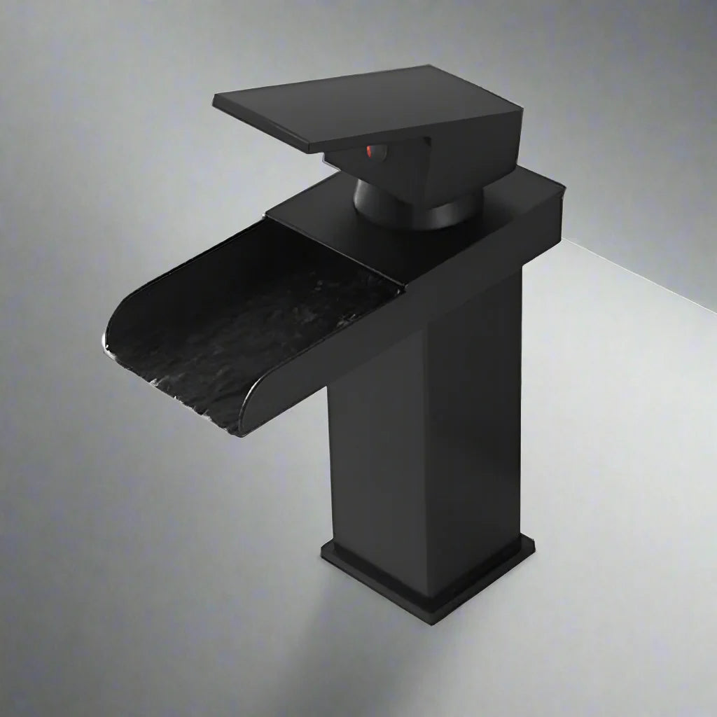 Sophia Black Waterfall Faucet - Modern Basin Mixer for Hot & Cold Water