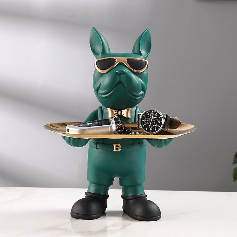 Vrimlo® At Your Service Bulldog Sculpture And Tray