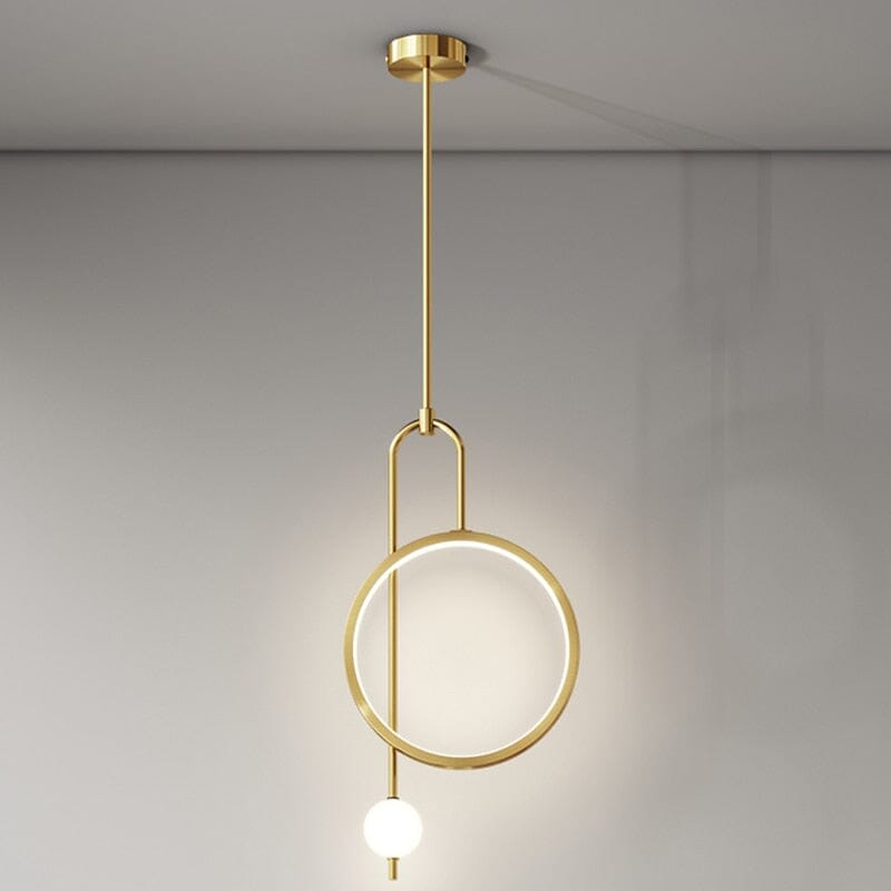 Lampe à suspension moderne avec anneau doré