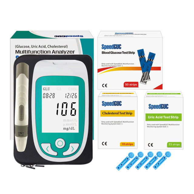 Monitor de salud multifuncional 3 en 1 (colesterol, glucosa y ácido úrico)