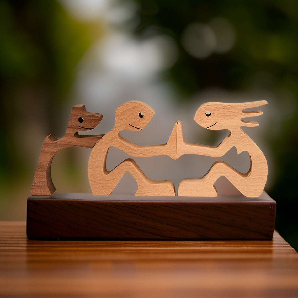 Heartfelt Bond | Handcrafted Wooden Sculpture of Taavita and Human