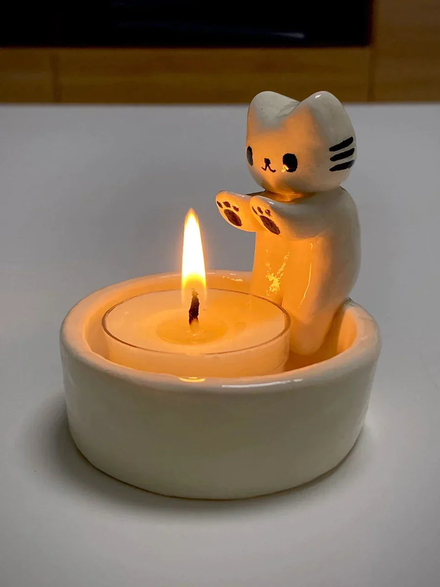 Cartoon Kitten Candle Holder