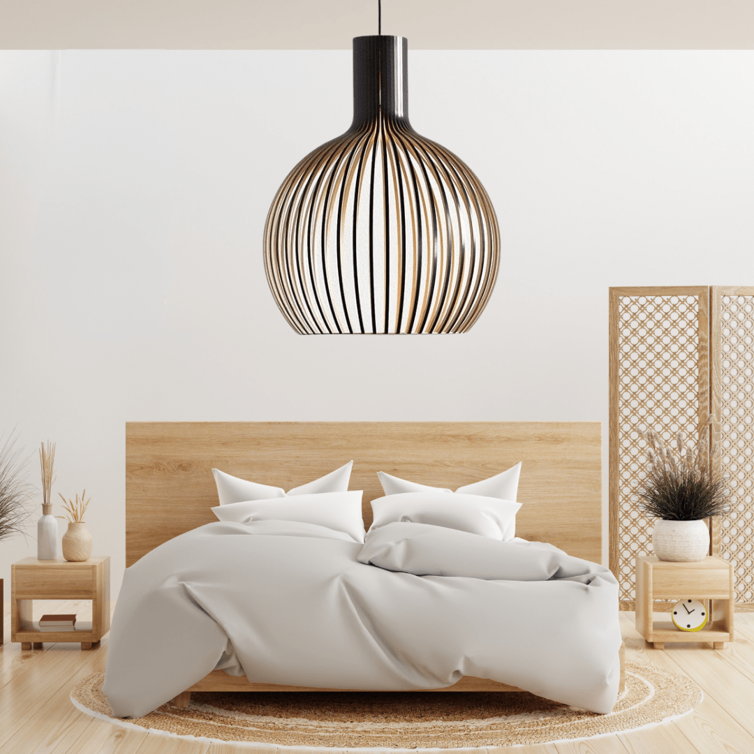 Lustre suspendu en forme de cage en bois de style nordique