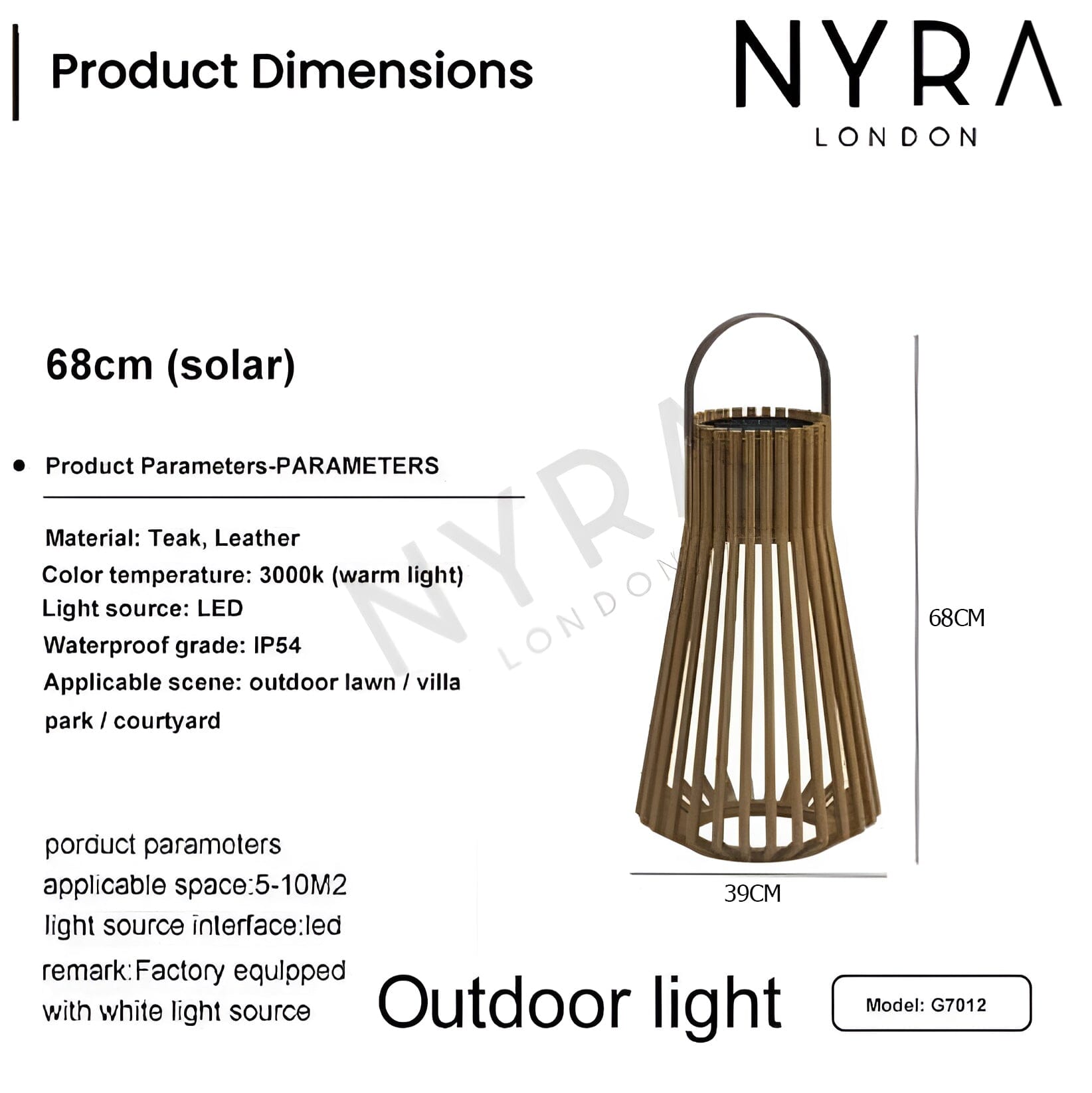 Linterna Tejida de Teak Impermeable Marina