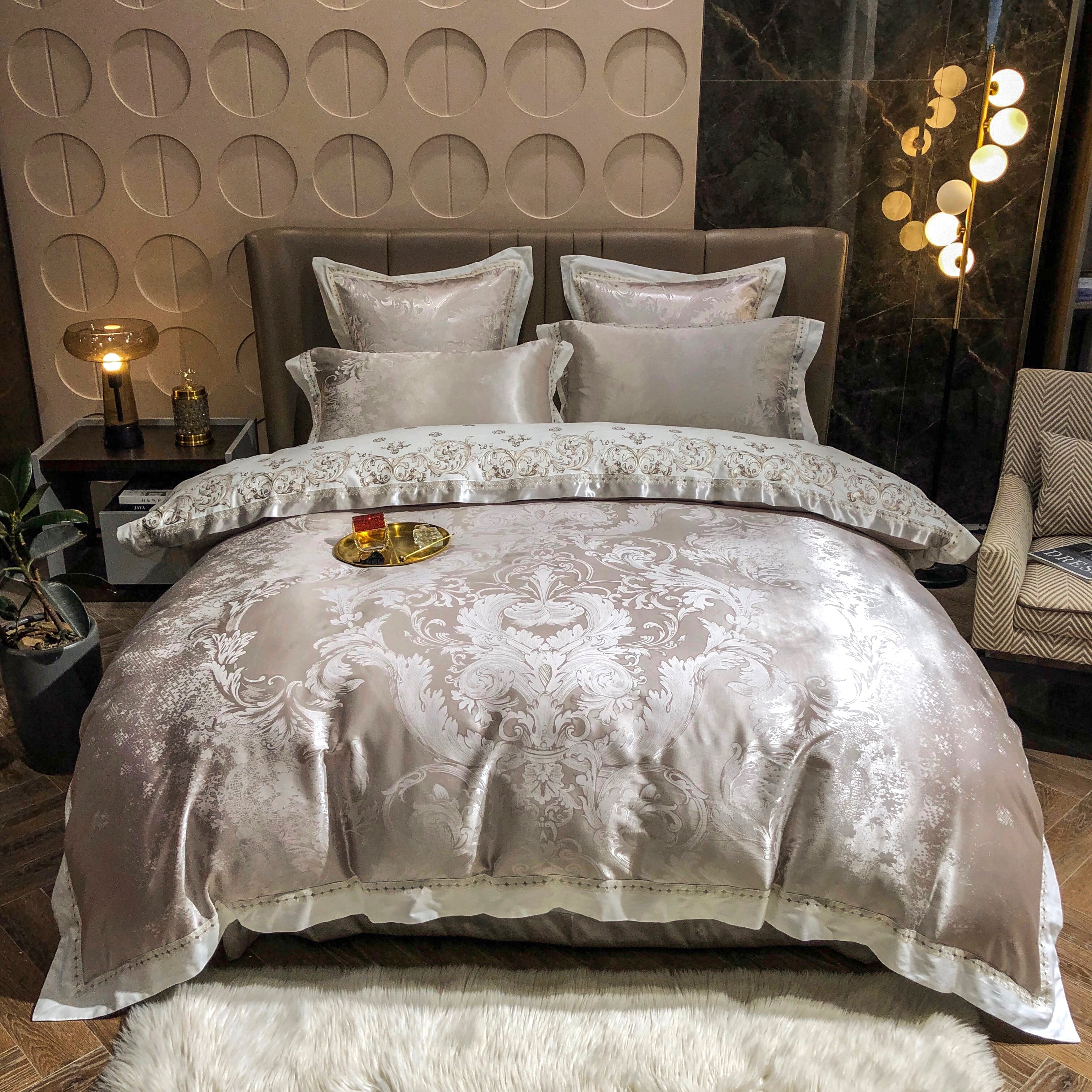 Vetora Luxe Zijdezachte Jacquard Katoenen Beddengoedset