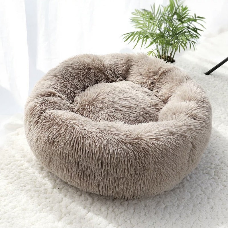 Round Plush Calming Donut Dog Bed for Small to Large Dogs