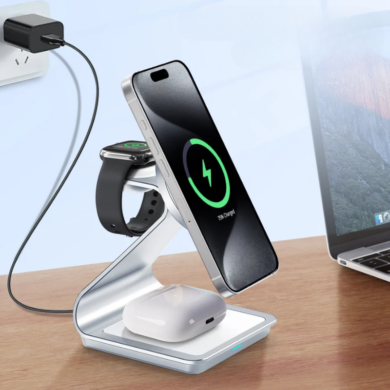 Magnetique - Caricabatterie Wireless 3 in 1 30W per iPhone, Apple Watch e AirPods