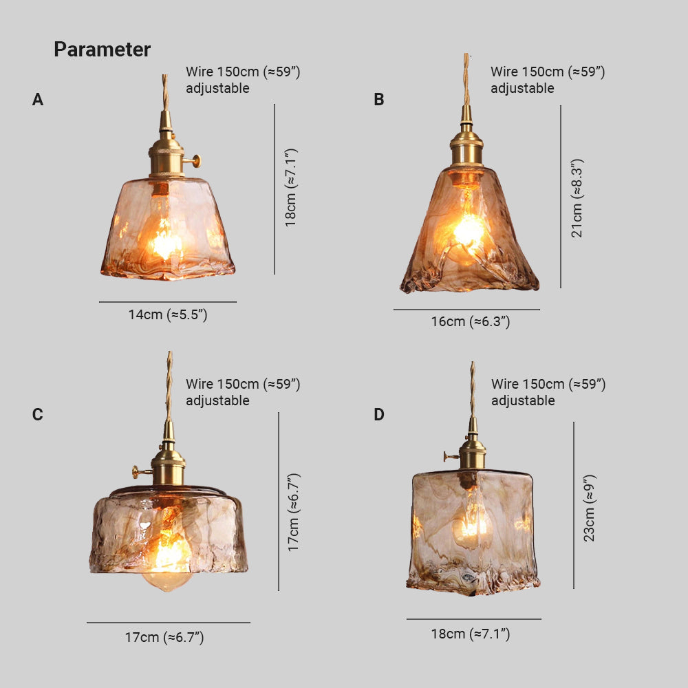 Levy Retro LED Hanging Lamps - Gold Metal and Glass for Bedroom, Living Room, Dining Room